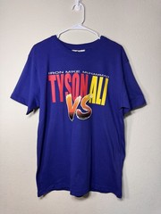 Men’s M Blue Cotton Crew Neck Short Sleeve Double-Sided Tyson vs Ali T-Shirt