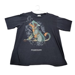 Karani-Art Shirt Mens Large Black San Miguel Dog Graphic Tee Mexico Souvenir