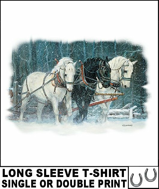 BEAUTIFUL DRAFT OR SHIRE OR COB OR GYPSY HORSES LONG SLEEVE T-SHIRT AB361