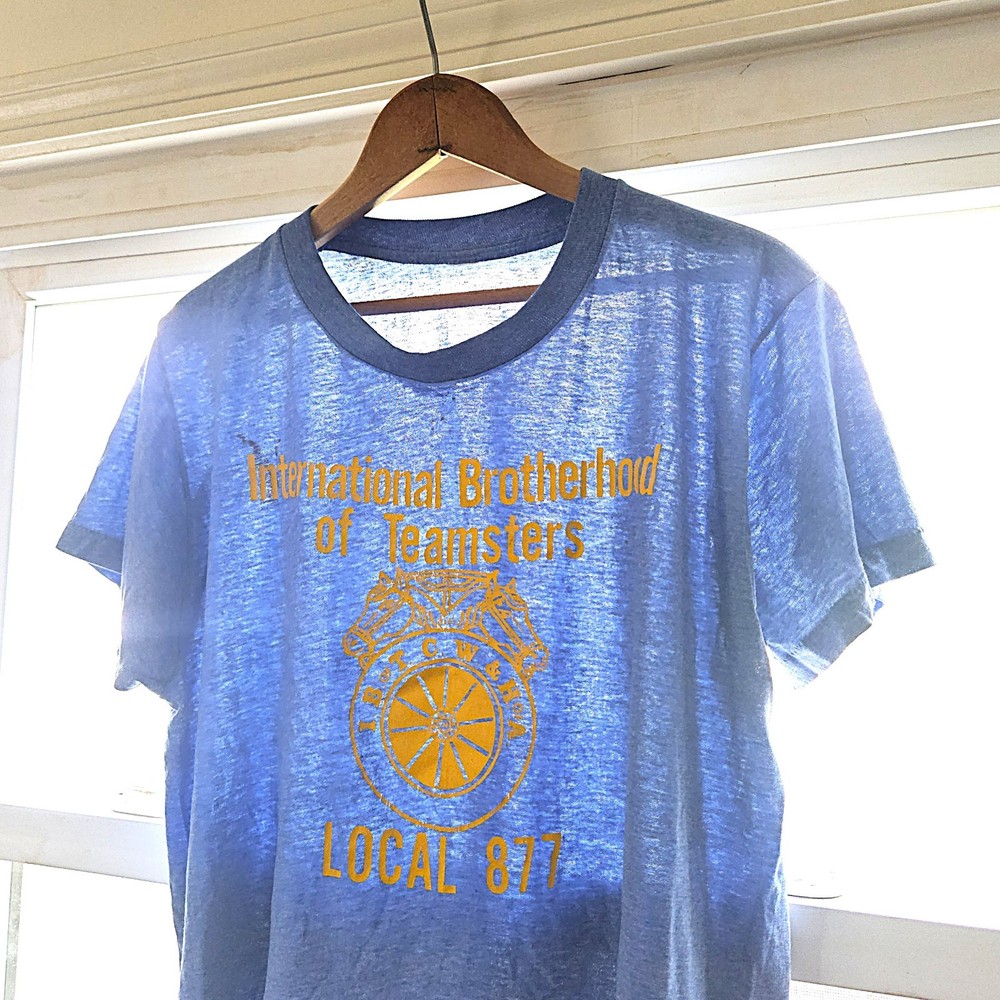 Vintage 80s Teamsters T Shirt Vtg 1980s Paper Thin Burnout WorK Tee Union USA L