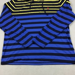 Polo Ralph Lauren Shirt Men Large Navy Yellow Striped Hood Pullover Pony L