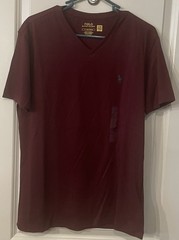 Polo Ralph Lauren Men’s V Neck T Shirt (Red) Burgundy New Small