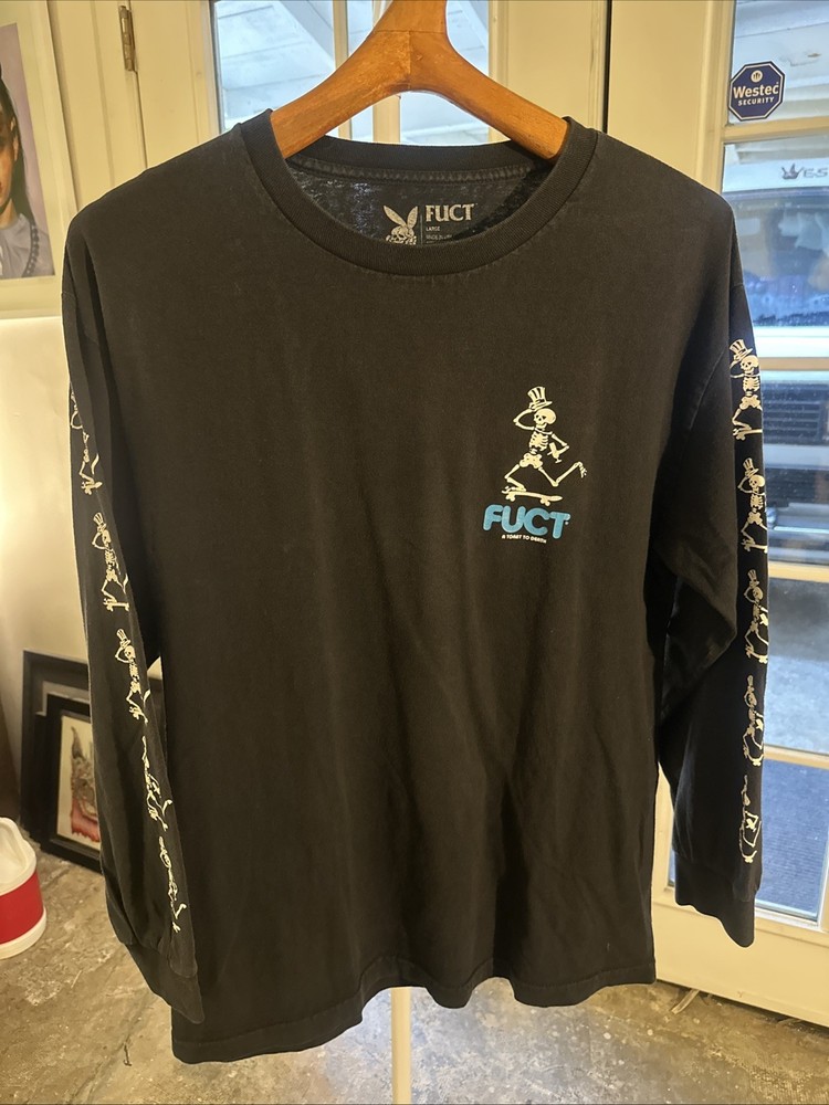 FUCT A TOAST TO DEATH LONG SLEEVE TEE SHIRT Size LARGE Black