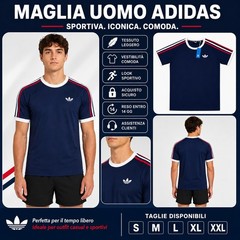 Adidas Mens Navy Blue Red White Short Sleeve Jersey S-2XL Mens