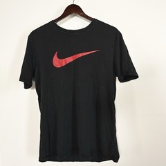 Nike Men’s L. Athletic Cut Black w/Red Logo Cotton Short Sleeve Classic T-Shirt