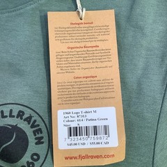 Fjallraven Mens 1960 Logo T-Shirt Patina Green Organic Cotton Size S NWT