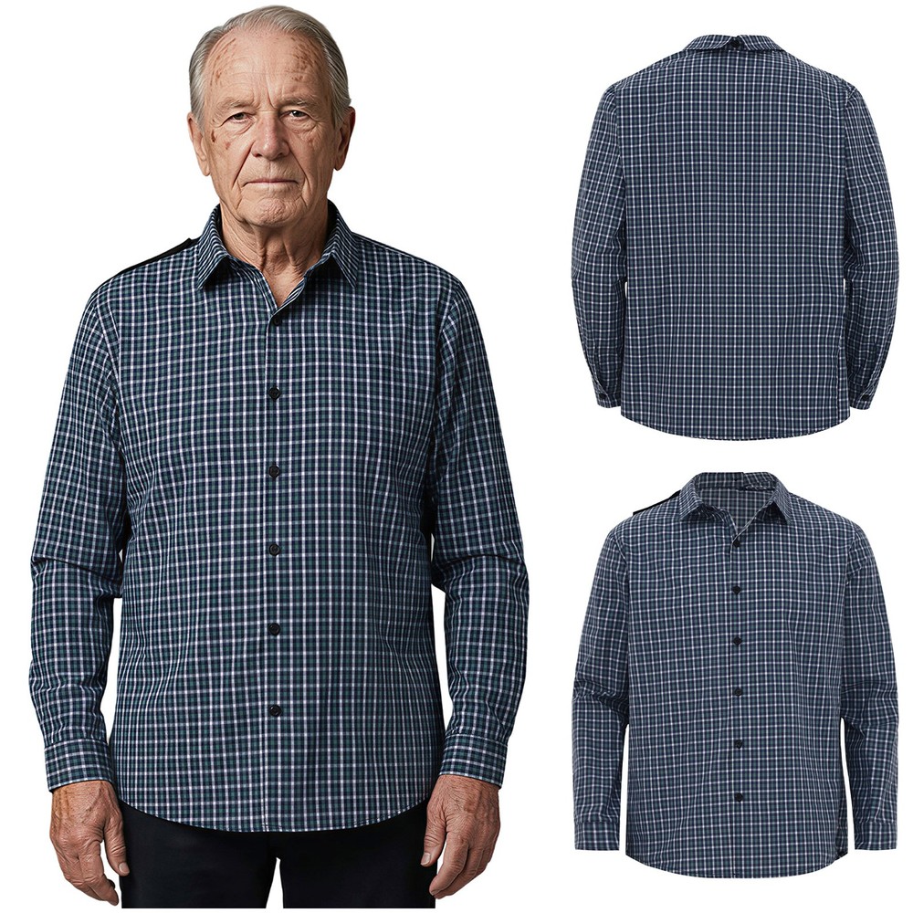 Men‘s Shirts Turn-down Collar Long Sleeve Front Button-up Plaid Shirt for Daily
