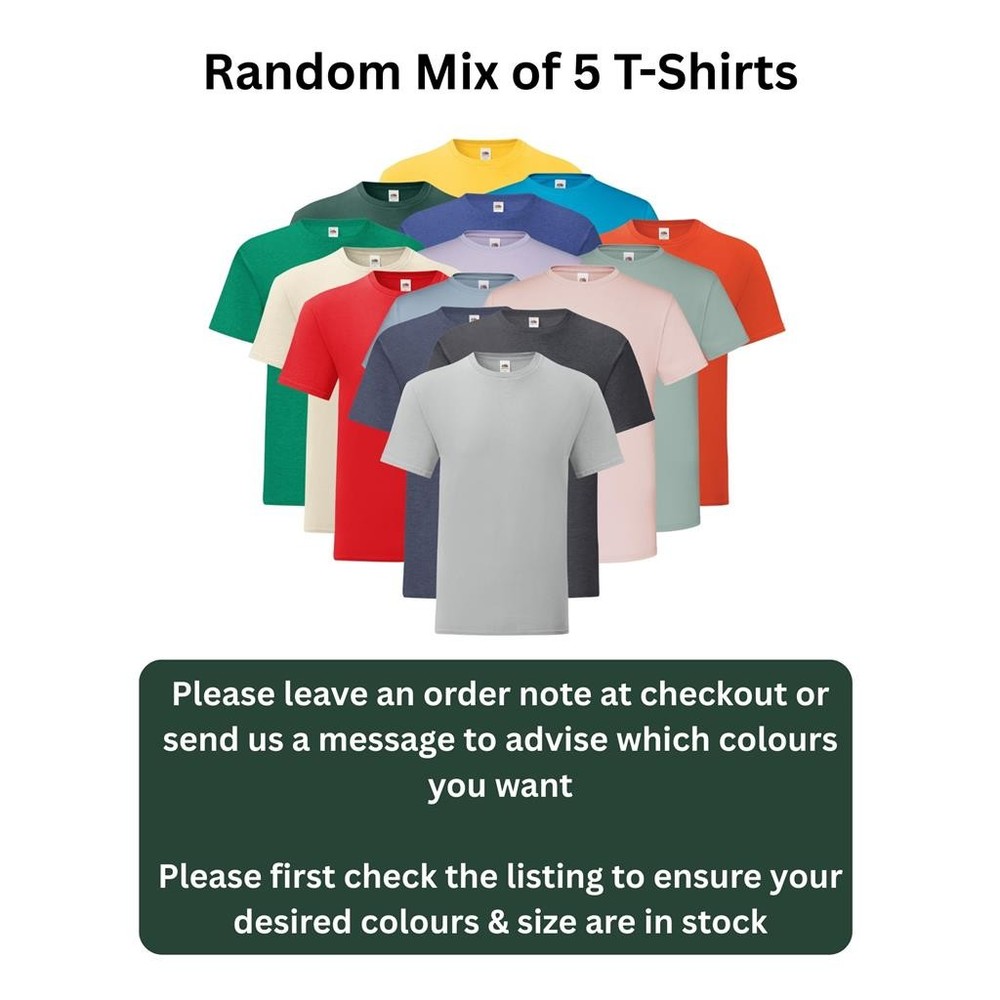 5 Pack Fruit of the Loom Mens T Shirts Short Sleeve Slim Fit Lightweight Cotton