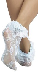 Women’s Lace Ruffle Ankle Hi – Baby Blue – One Size Regular