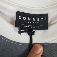 Sonneti London T Shirt Mens Medium Multicolor Striped Spellout Logo Casual Wear