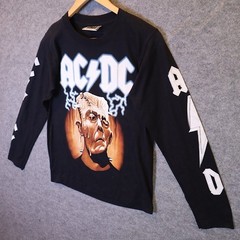 AC/DC Frankenstein Long Sleeve Band Tee The Roxx Power Plus 90s Vintage Style S