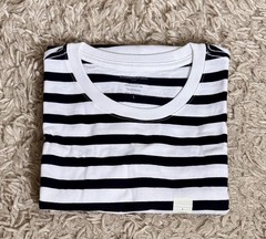 NWT BANANA REPUBLIC $35 Midweight Organic Cotton T-shirt, Navy Stripe, Sz L
