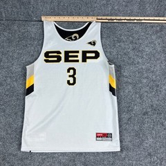 SportsPage SEP Jersey Mens White Black Yellow #3 Mesh Tank Athletic Basketball