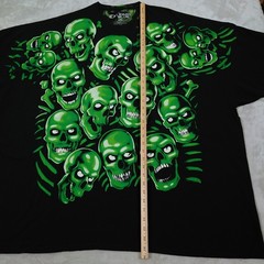 Liquid Blue Skull Pile T-Shirt Mens 6XL Black AOP Glow N Dark Travis Scott 2017