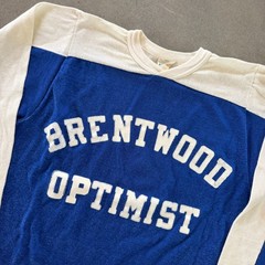 Vintage 60s Hockey Baseball Jersey Brentwood Optimist 3/4 Sleeve True 18.5×24