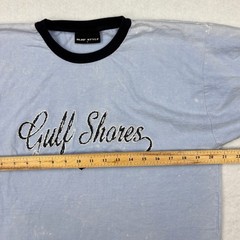 Surf Style Gulf Shores AL Ringer Shirt Blue Mineral Wash Embroidered Mens Large