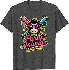 Party Animals Baseball Funny Monkey Vibrant Slime T-Shirt
