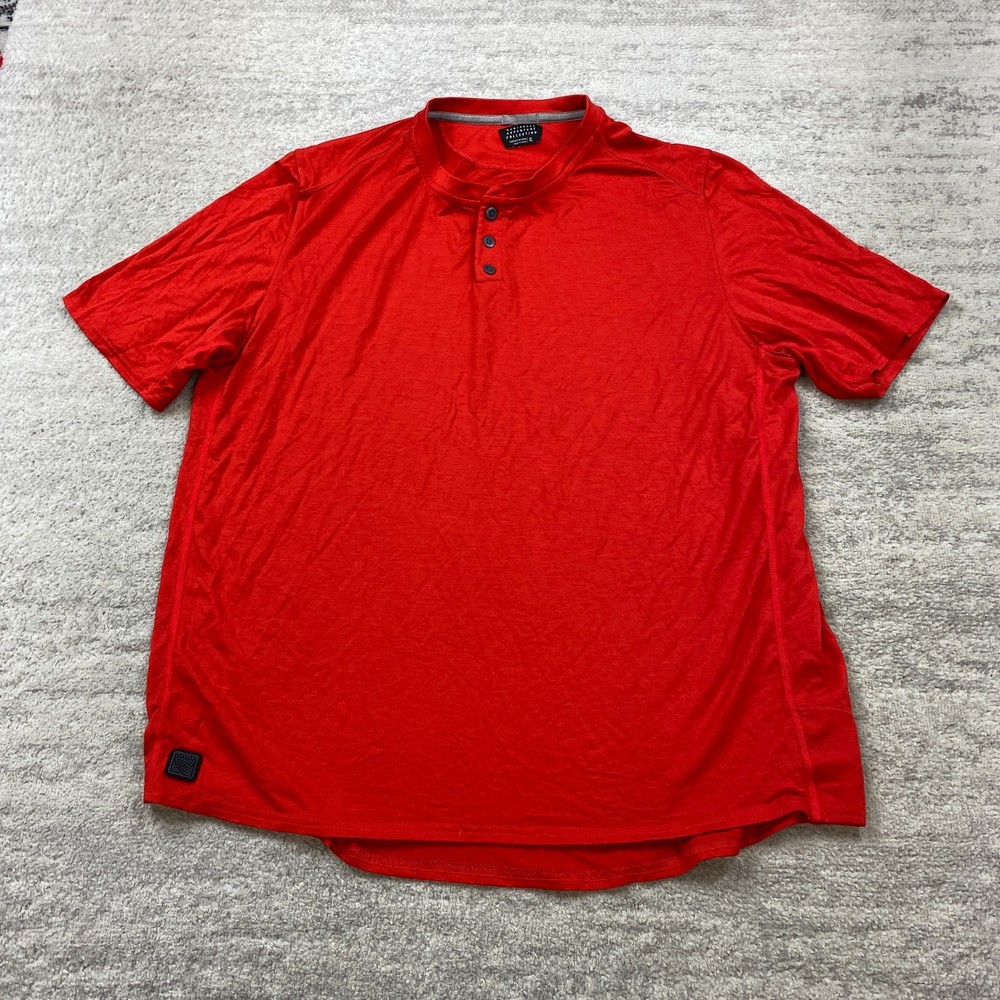 Bontrager Merino Wool Henley Shirt XL Red Gym Workout Lift Base Cycling Hike Men