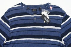BUFFALO DAVID BITTON STRIPED BLUE XL SHEER HENLEY POCKET TEE TSHIRT MENS DEFECT