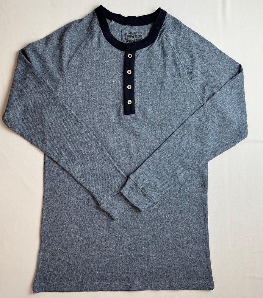 Levi’s Men`s Long Sleeve Thermal Henley Shirt. Blue. Choose Your Size. NWB