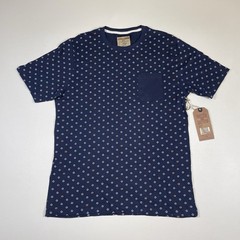 Hudson & Barrow Shirt Men’s Large Navy Geometric Short Sleeve Pocket Tee NEW