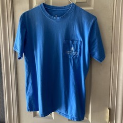 High Cotton MENS SS Cotton Blue T Shirt Front Pocket SZ Medium FLAW