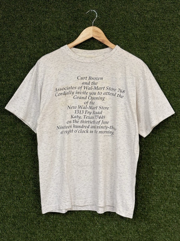 Vintage Walmart Store Opening Katy Texas Grey Tee Large