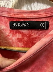 MENS SMALL HUDSON OUTERWEAR SHARK MOUTH TRIPPY PATCHES TYE DYE PINK SHIRT