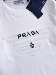 Prada Mercerized Cotton T-Shirt, Crew Neck, White, Size XL