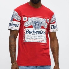 LIFE Clothing Co. Budweiser Red Logo Graphic Crew Neck T-Shirt Men L