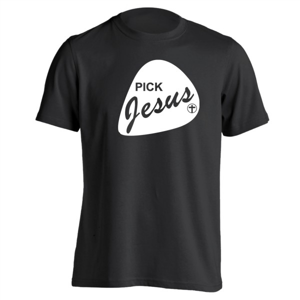 Pick Jesus Rock Christ Christian Funny Black Basic Men’s T-Shirt