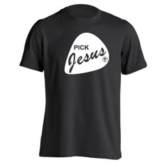 Pick Jesus Rock Christ Christian Funny Black Basic Men’s T-Shirt
