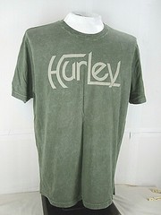 Mens Hurley S/S Shirt Green Gray L( 42in chest 28in Length) Large Logo