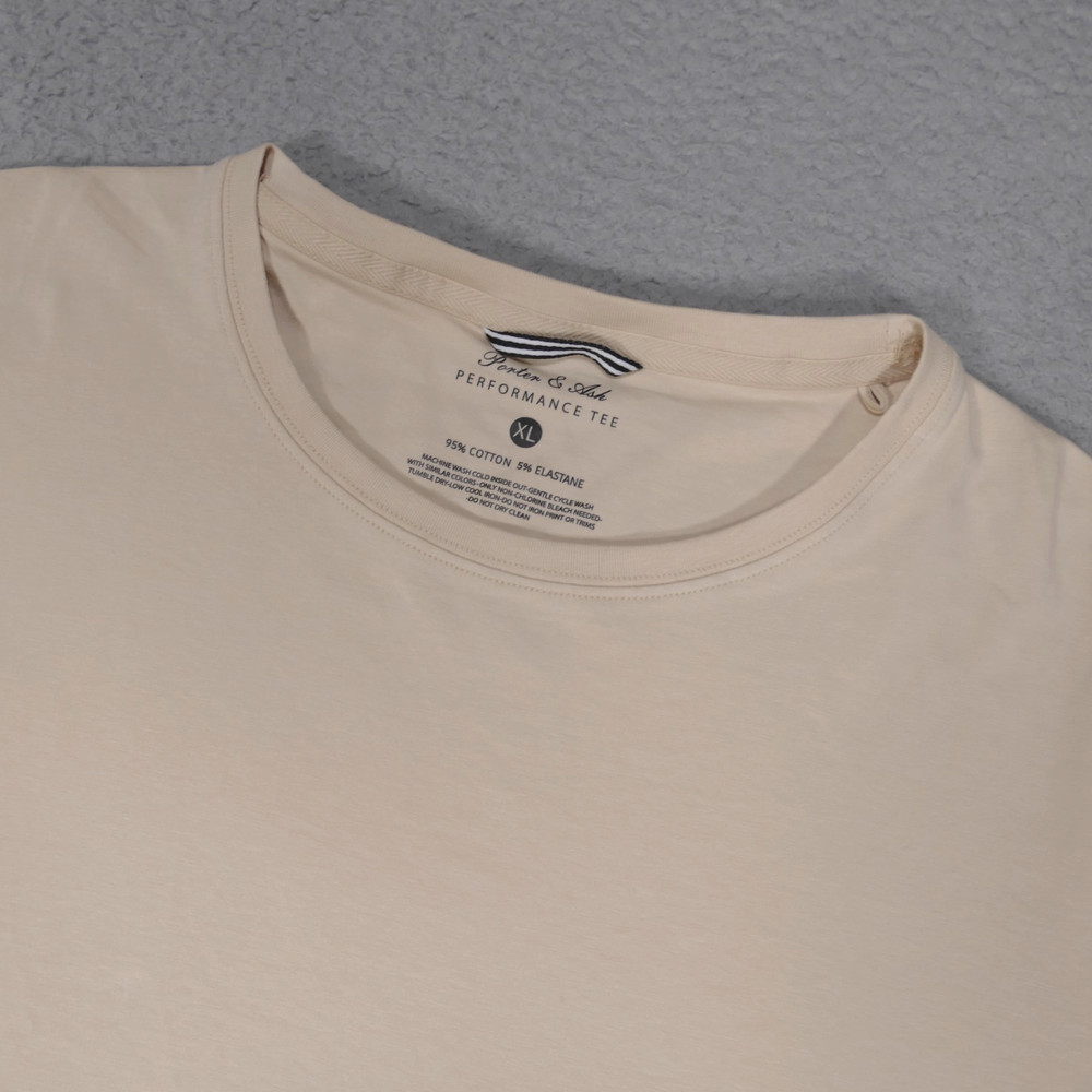 Porter & Ash Shirt Mens XL Beige Performance Tee Stretch Crewneck
