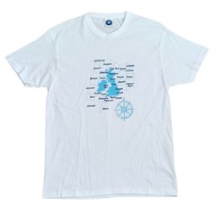 Vintage UK Shipping Forecast Sea Map T-Shirt White Medium Starworld Y2K Compass