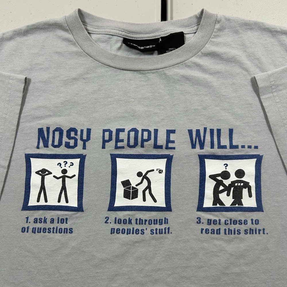 Vintage y2k No Boundaries Stickman Graphic Shirt Size Large “Nosy People Will..”
