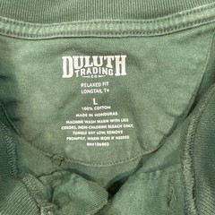 Duluth Trading Co. 100% Cotton Longtail T Long Sleeved T-Shirt LARGE Relaxed Fit