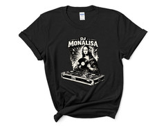 DJ Mona Lisa T-Shirt Funny Music Art Vinyl Record DJ Graphic Tee