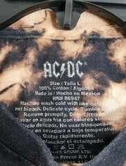 AC/DC Men’s Highway To Hell Heavy Metal Rock T-Shirt – Black Bleach Wash – LARGE