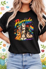 Purride Rainbow Cats Shirt, LGBTQ Pride Cat Lover Tee, Gay Pride Rainbow Flag