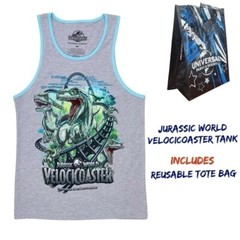 Jurassic World Universal Studios Velocicoaster Raptors Gray Tank Top Shirt – XS