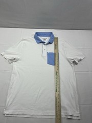 Good Good Golf Polo Shirt Men’s Size Medium White / Blue Contrast Collar Pocket