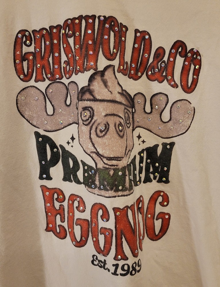 Bella canvas griswold shirt reindeer eggnog 2XL Cream T-shirt