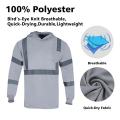 3pcs Safety Reflective High Visibility Long Sleeve Shirts ANSI Class 1 Hi Vis…