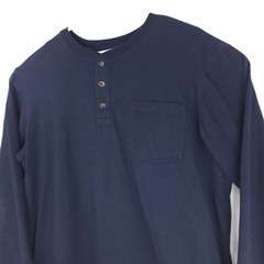 Duluth Mens Large Relaxed (48 in Chest) Navy Blue Henley Pocket Longtail Tee