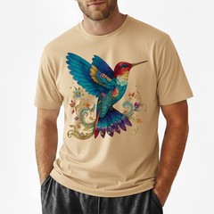 Colorful Hummingbird Nature Art T-Shirt Vintage Retro Gift Men Women Tee
