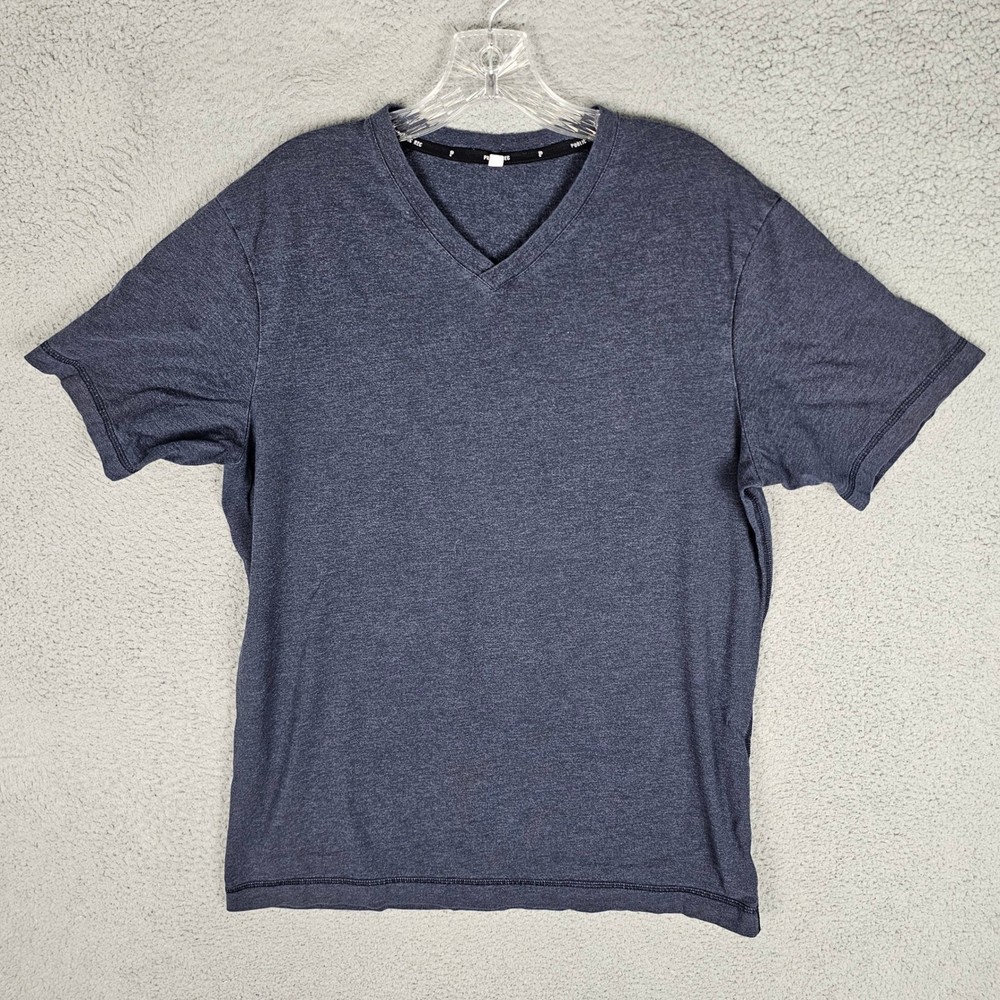 Public Rec T-Shirt Mens L Navy Go-To V-Neck Pima Cotton Tencel Stretch