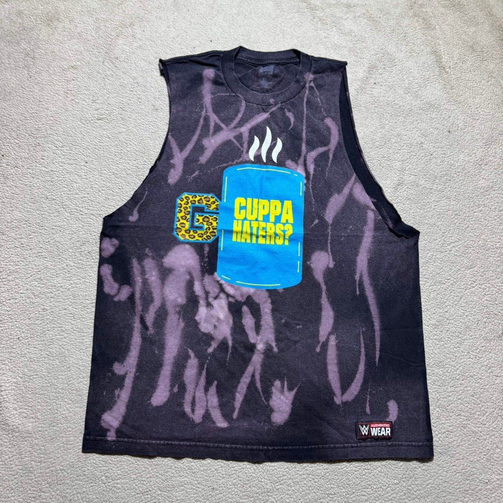 WWE Muscle Tee Mens XL Black Purple Enzo Big Cass Cuppa Haters Bleach Wash Shirt