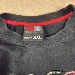 Southpole T-Shirt Men 3XL Black Plaid SP Logo Graphic Tee Red Stitching Hip Hop