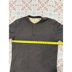 LIV Outdoor Mens Waffle Knit Sherpa Lined Henley Shirt Charcoal Gray Large
